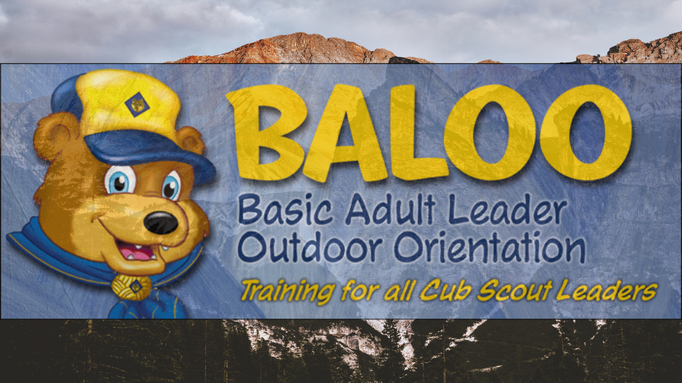 Graphic showing a cartoon bear mascot promoting BALOO training for adults